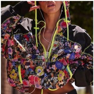 Free people Movement Floral Windbreaker with Neon Accents🥎🌸🌸🍭🍭